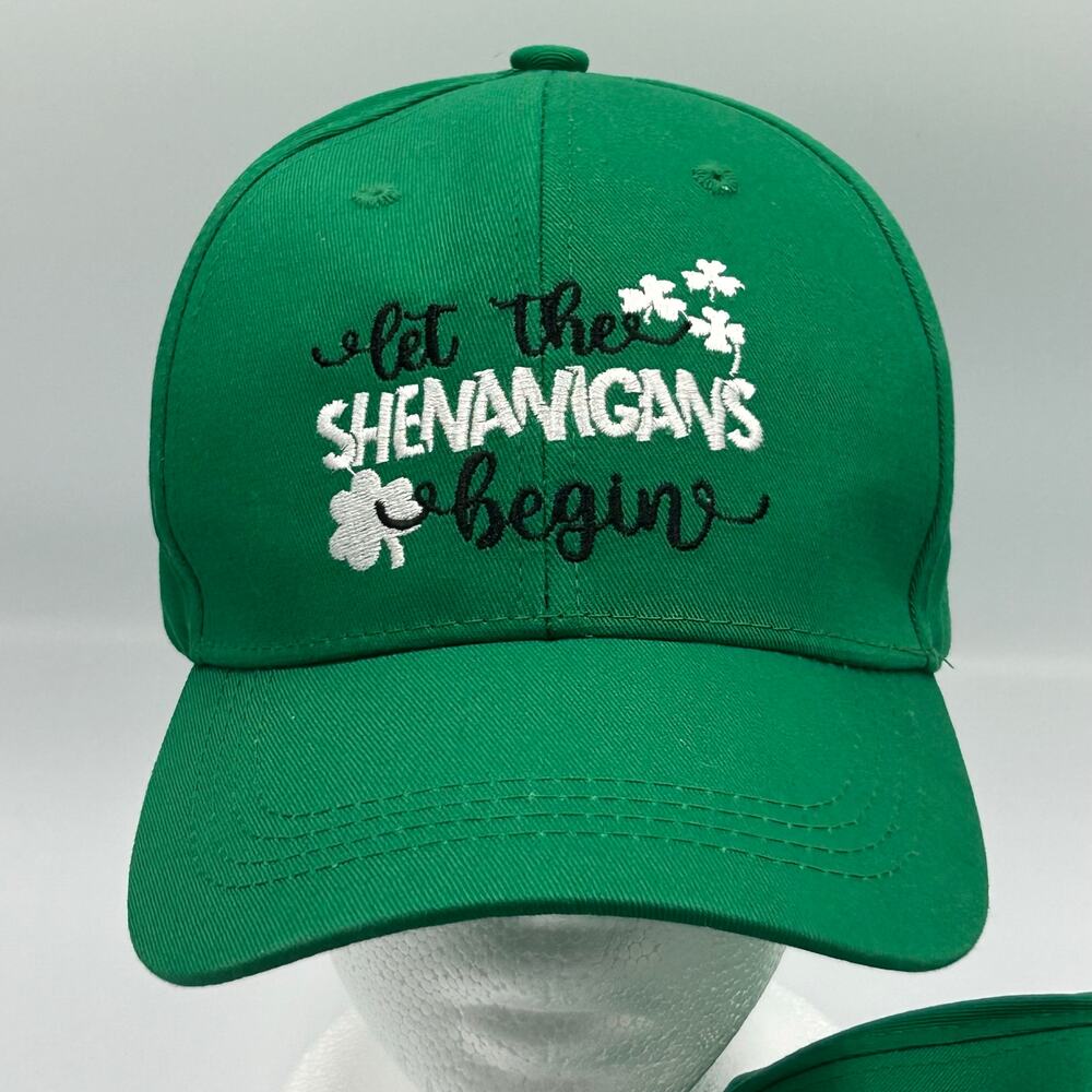 Lot of 2 Unisex St. Patty's Day Let The Shenanigans Begin Embroidered Green Hat